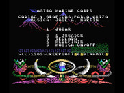 A.M.C.: Astro Marine Corps for MSX - Title and main menu.