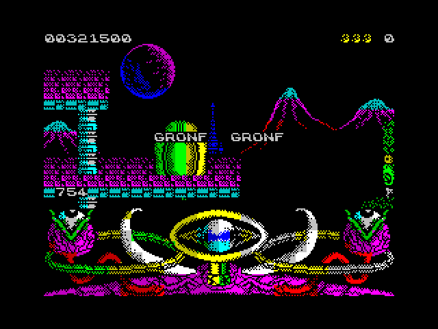 A.M.C.: Astro Marine Corps ZX Spectrum Screenshot: These aliens can pop up anywhere, and you need to learn their location through trial and error.