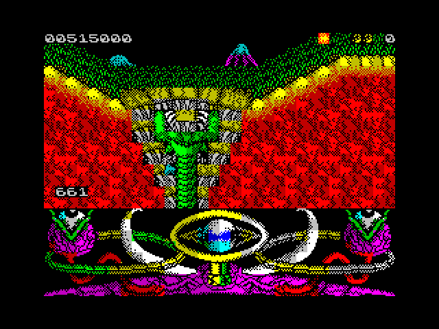 A.M.C.: Astro Marine Corps ZX Spectrum Screenshot: Another alien! Be careful getting past this point, or you'll be dinner...