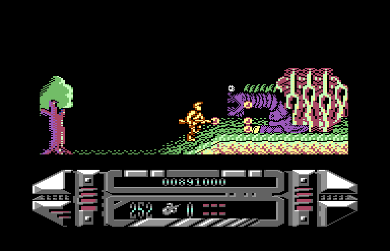 A.M.C.: Astro Marine Corps Commodore 64 Screenshot: Yikes, what is this?