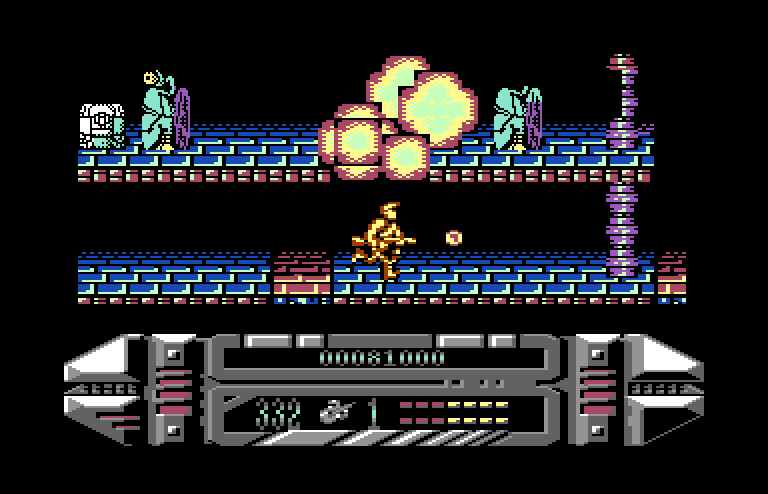 A.M.C.: Astro Marine Corps Commodore 64 Screenshot: One enemy down, more to go!
