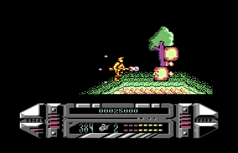 A.M.C.: Astro Marine Corps Commodore 64 Screenshot: Blowing up targets...