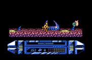A.M.C.: Astro Marine Corps for Commodore 64 - Jump over the yellow things or they'll eat you!