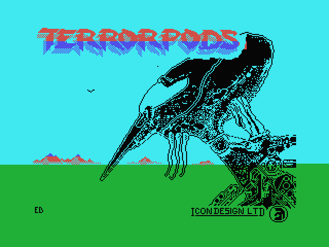 Terrorpods MSX Screenshot: Title screen.