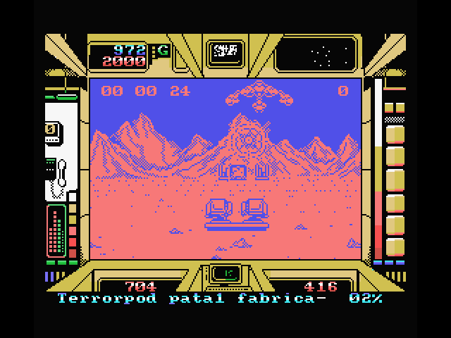 Terrorpods MSX Screenshot: I've been hit by a missile! The screen rapidly flashes different colors...