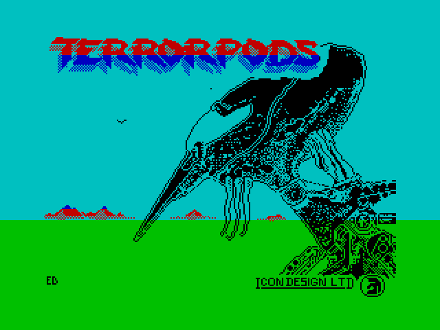 Terrorpods ZX Spectrum Screenshot: Title screen.
