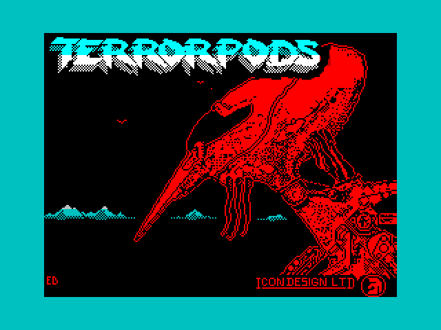 Terrorpods ZX Spectrum Screenshot: Loading screen.