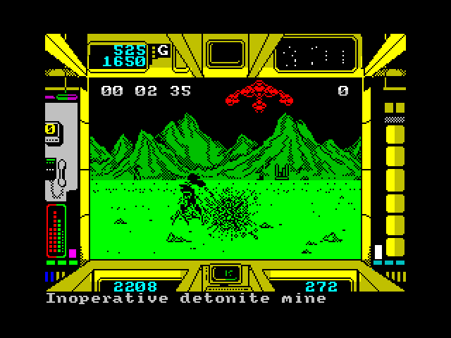 Terrorpods ZX Spectrum Screenshot: Shoot at the terrorpods...