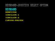 Terrorpods for ZX Spectrum - Control selection screen.