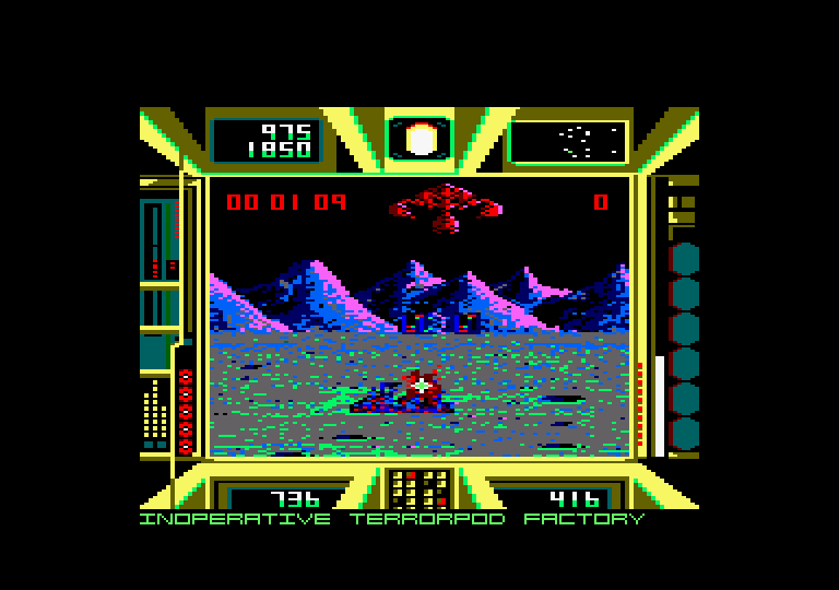 Terrorpods Amstrad CPC Screenshot: Here's an inoperative terrorpod factory...