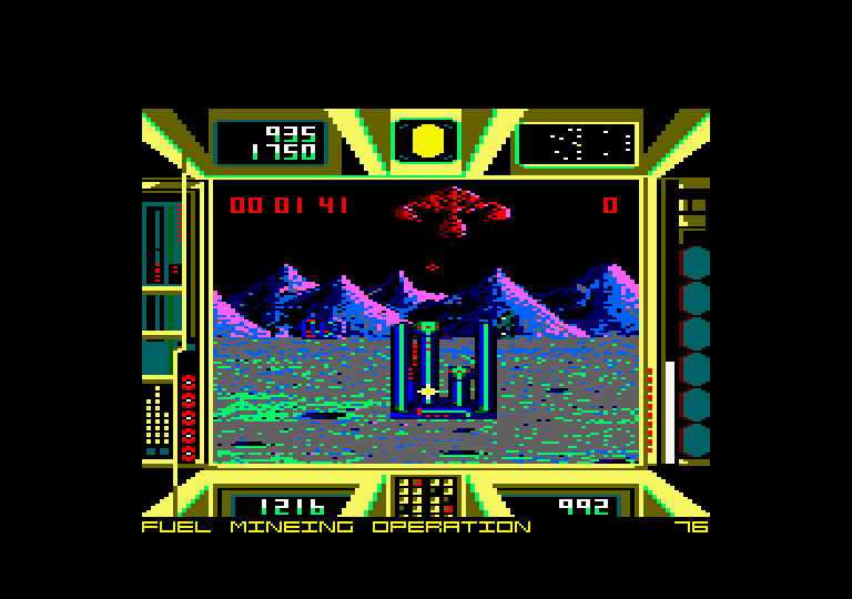 Terrorpods Amstrad CPC Screenshot: A fuel mining operation.