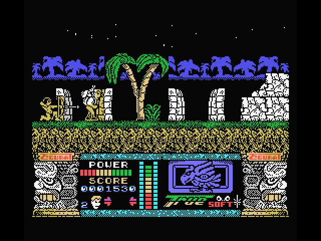 Jungle Warrior MSX Screenshot: Don't get shot by arrows!