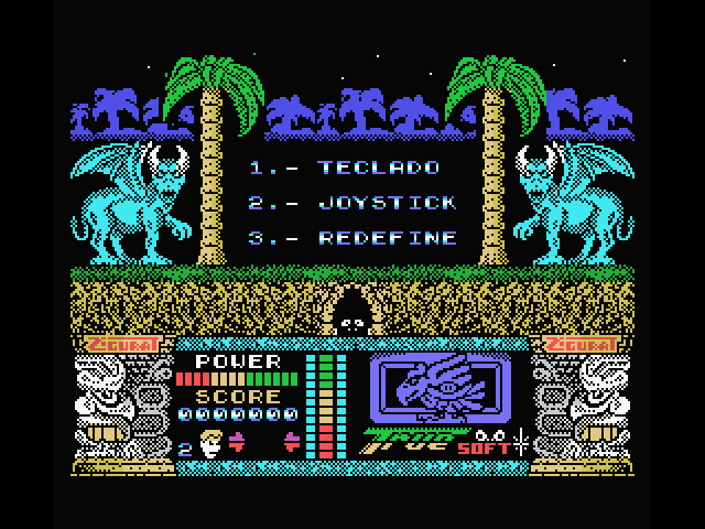 Jungle Warrior MSX Screenshot: Main menu.