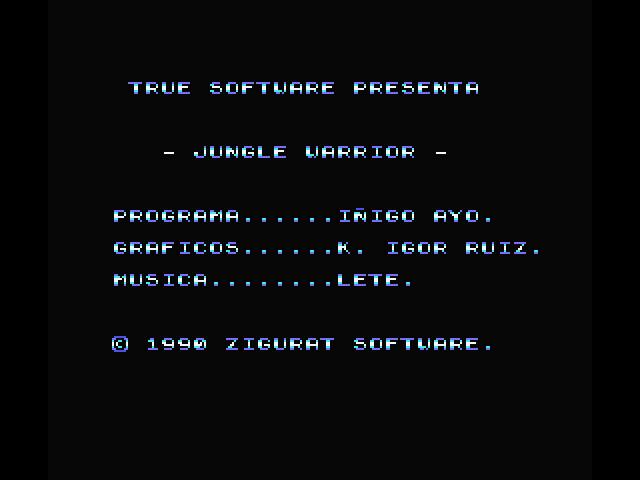 Jungle Warrior MSX Screenshot: Credits screen.