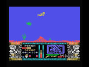 Jungle Warrior for MSX - Avoid the fish when swimming!