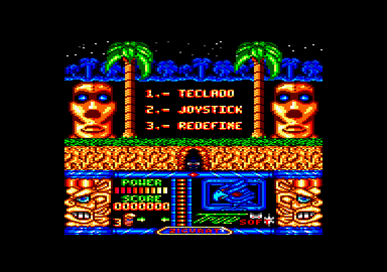 Jungle Warrior Amstrad CPC Screenshot: Main menu.