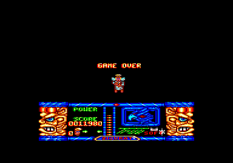 Jungle Warrior Amstrad CPC Screenshot: Game over.