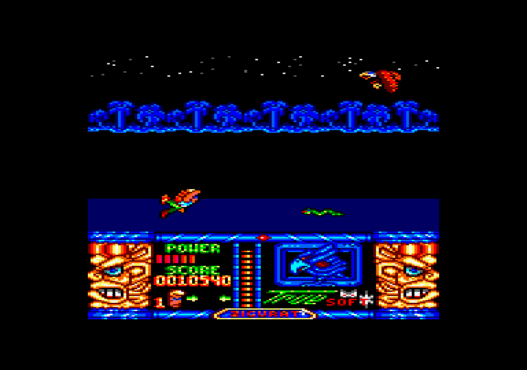 Jungle Warrior Amstrad CPC Screenshot: Swimming to the next screen.