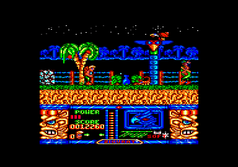 Jungle Warrior Amstrad CPC Screenshot: Watch out for the natives...