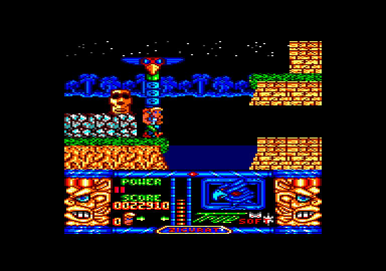 Jungle Warrior Amstrad CPC Screenshot: A temple entrance...but how do I get there?