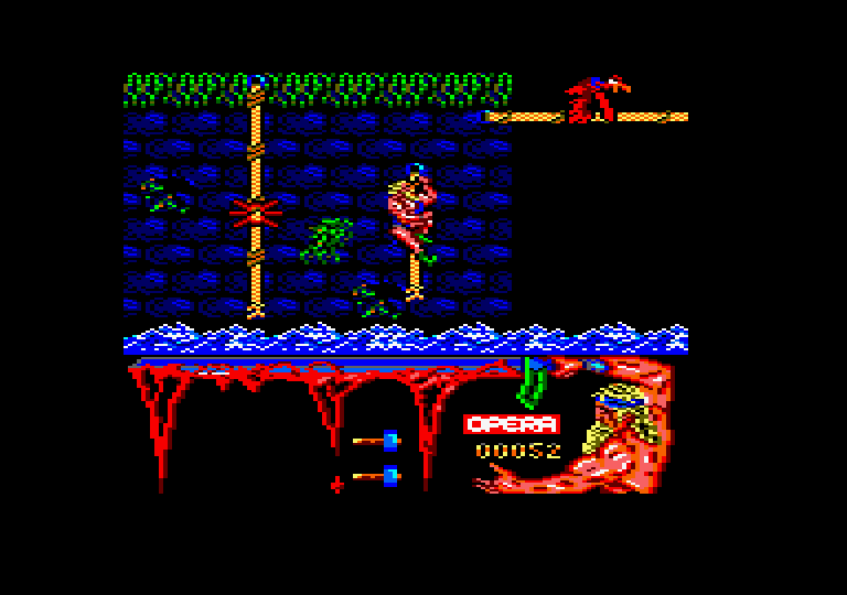 Ulises Amstrad CPC Screenshot: Climbing up ropes...