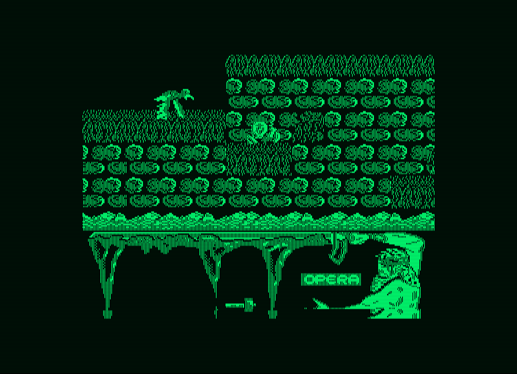 Ulises Amstrad PCW Screenshot: A creature got me so I turned into a pile of bones.