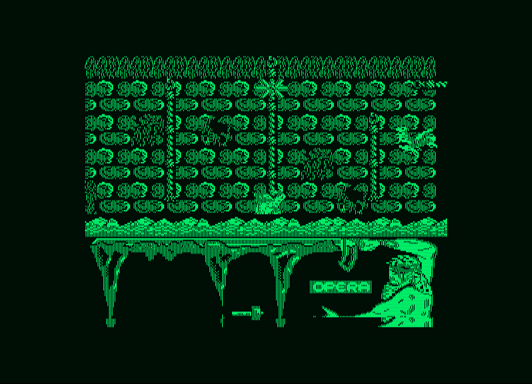 Ulises Amstrad PCW Screenshot: Clinging onto a rope!