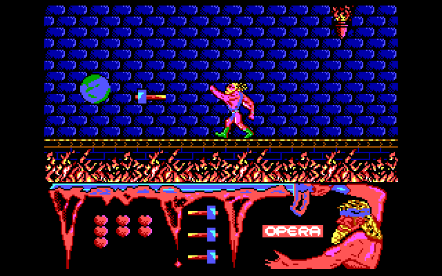Ulises IBM PC/Compatibles Screenshot: Shoot those globes to knock them away from you.