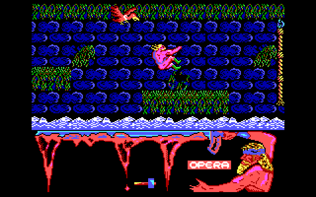 Ulises IBM PC/Compatibles Screenshot: Jumping from platform to platform.