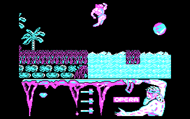 Ulises IBM PC/Compatibles Screenshot: Jump on the platforms to get past this area.