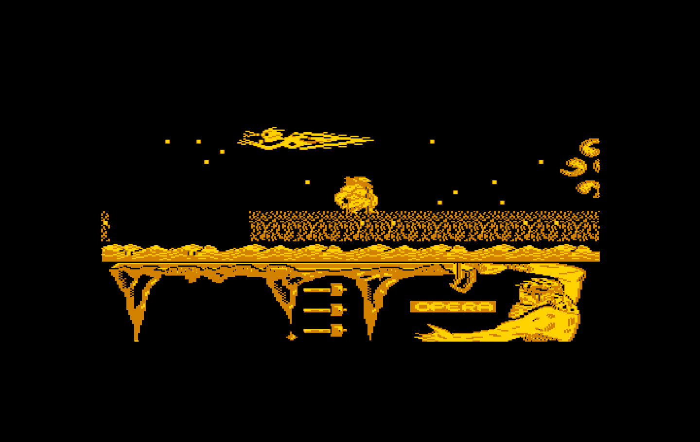 Ulises IBM PC/Compatibles Screenshot: Ducking under a fiery attack...