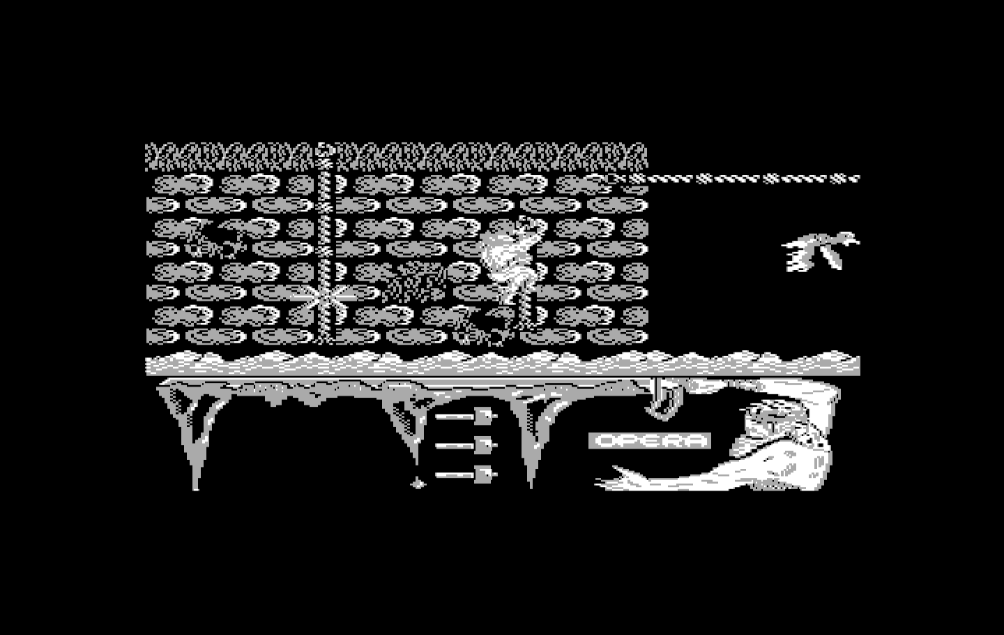 Ulises IBM PC/Compatibles Screenshot: Climbing up a rope...