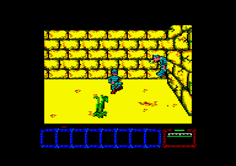 Dustin Amstrad CPC Screenshot: Here's a guy just hanging out and smoking...