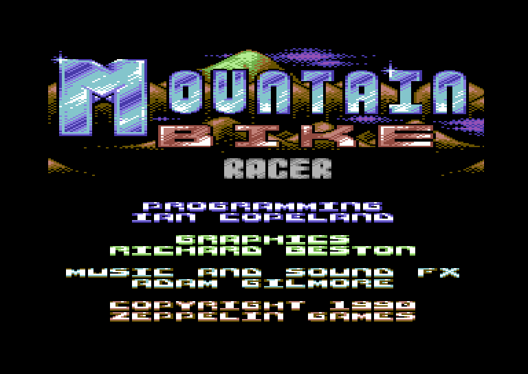 Mountain Bike Racer Commodore 64 Screenshot: Credits screen.