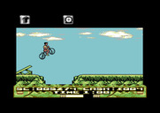 Mountain Bike Racer for Commodore 64 - Jumping over a gap.