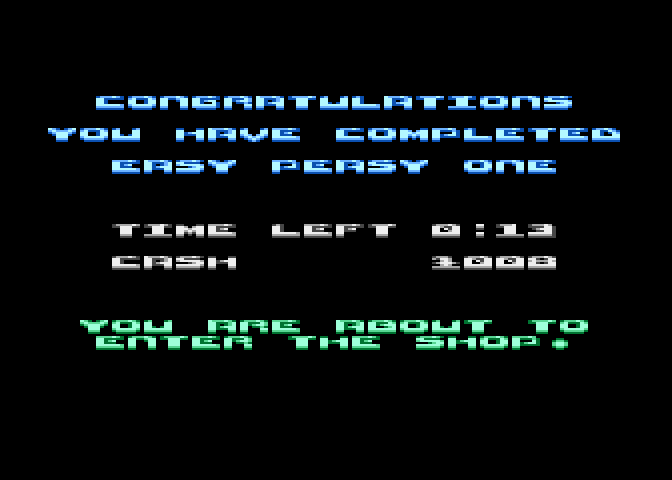 Mountain Bike Racer Atari 8-bit Screenshot: Level completed!