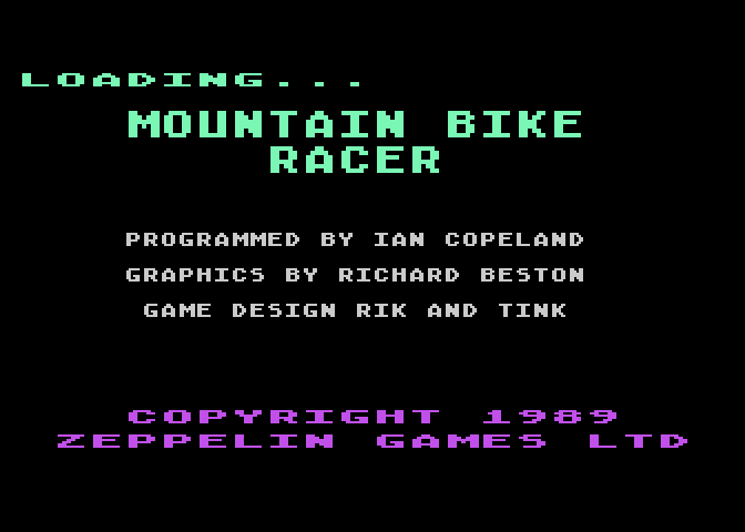 Mountain Bike Racer Atari 8-bit Screenshot: Loading screen.
