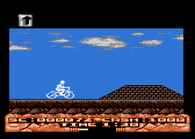 Mountain Bike Racer Atari 8-bit Screenshot: Game start.