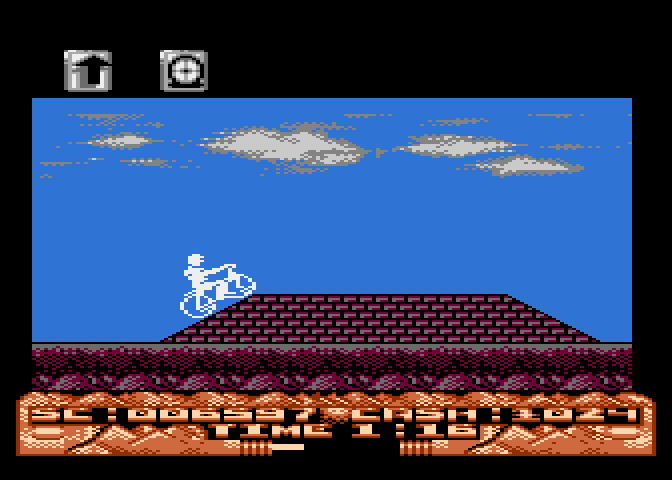 Mountain Bike Racer Atari 8-bit Screenshot: On to the second level.