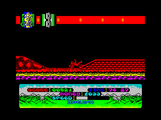 Mountain Bike Racer ZX Spectrum Screenshot: Second level; oops, I already crashed!