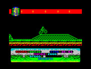 Mountain Bike Racer for ZX Spectrum - Riding over a brick terrace.