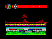 Mountain Bike Racer for ZX Spectrum - Jumping over a rock.