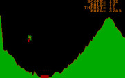 Rocket Lander for IBM PC/Compatibles - Advanced lander; first, you need to cross the red dotted line at a safe speed.
