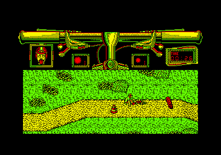 Mountain Bike Racer Amstrad CPC Screenshot: Oops, I crashed already...