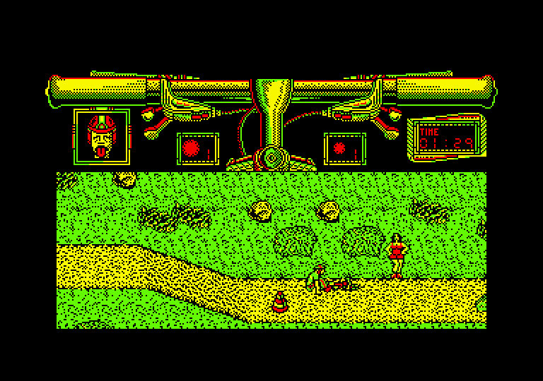 Mountain Bike Racer Amstrad CPC Screenshot: Crashed again!