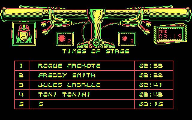 Mountain Bike Racer IBM PC/Compatibles Screenshot: Race results.