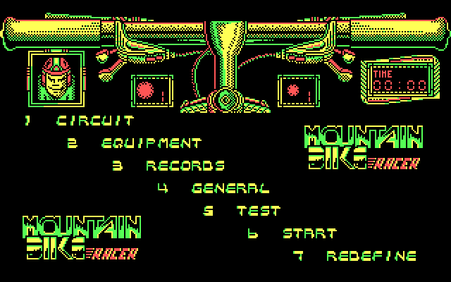 Mountain Bike Racer IBM PC/Compatibles Screenshot: Main menu.