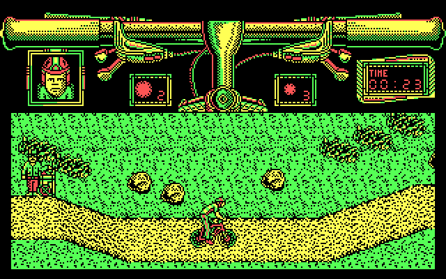 Mountain Bike Racer IBM PC/Compatibles Screenshot: Racing along...