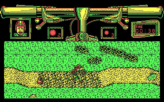 Mountain Bike Racer IBM PC/Compatibles Screenshot: I need to carry my bike through this section of the course.