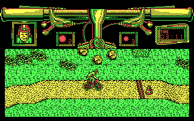 Mountain Bike Racer IBM PC/Compatibles Screenshot: The finish line...